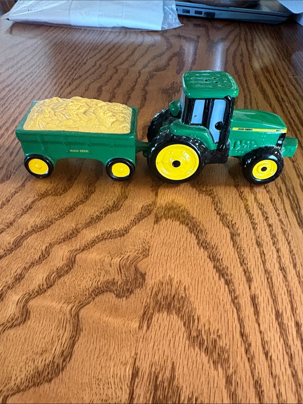 John Deere Green & Yellow Toy Tractor with Detachable Wagon